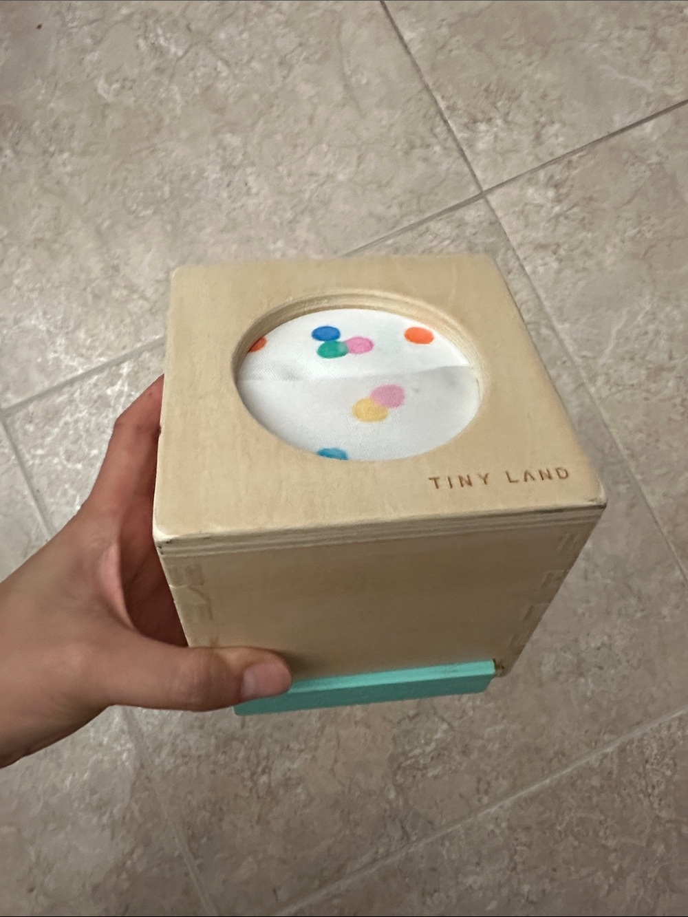 Tiny land Natural Wood Tissue Box Cover with Polka Dot Fabric